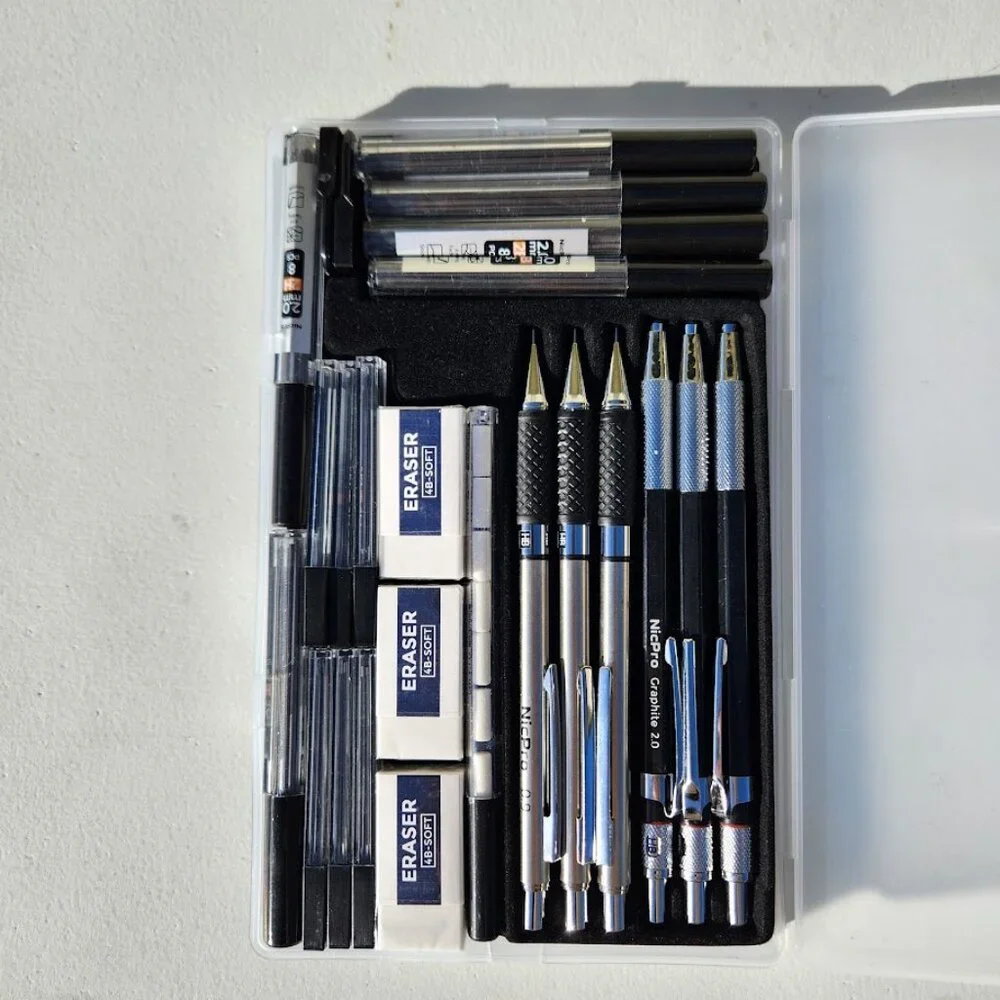 NEW Mechanical Pencil Set Drafting Pencils 0.5 mm & 0.7 mm & 0.9 mm & 3PCS 2mm G